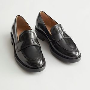 & other stories black leather penny loafers new in box